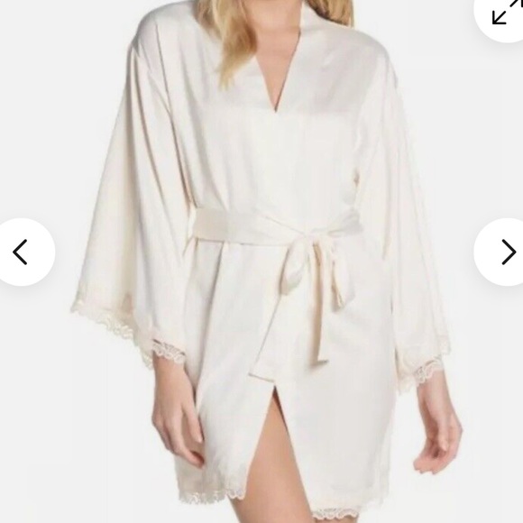 NWT BHLDN FLORA NIKROOZ Othela Charmeuse Robe Small In Antique Ivory P388-19